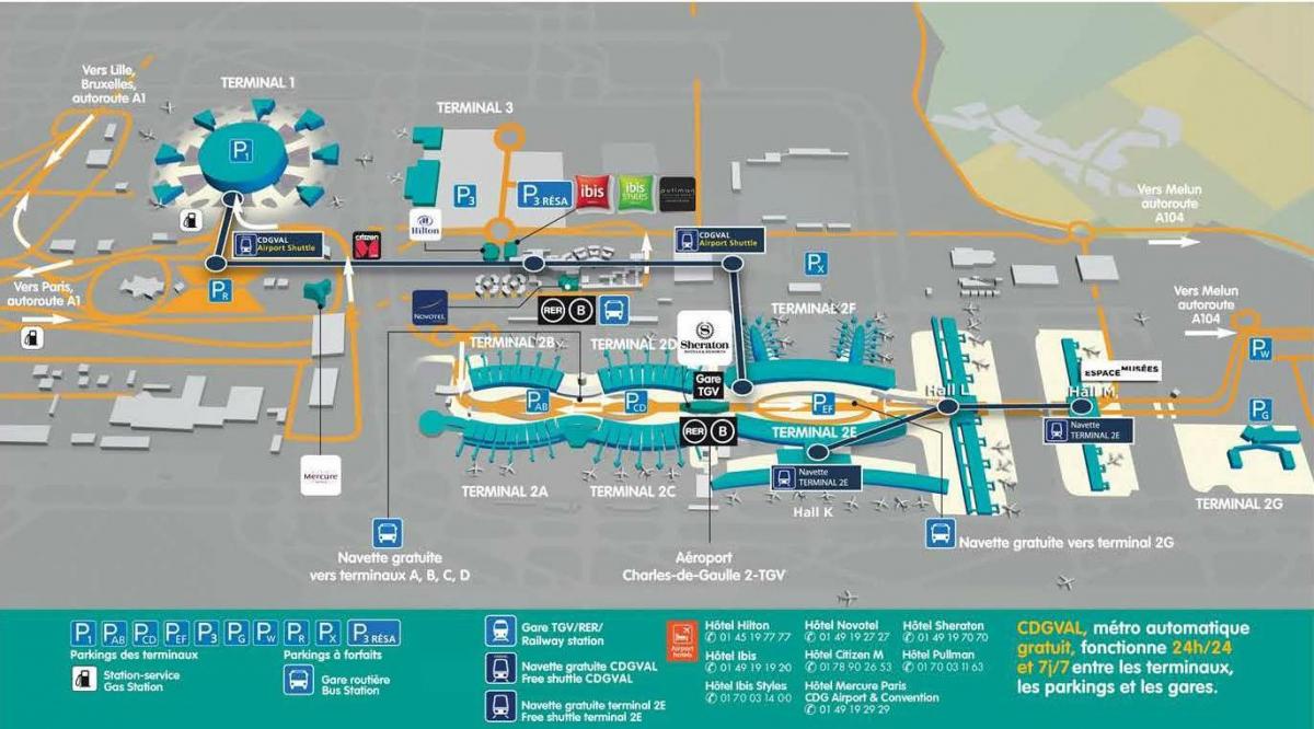 نقشہ کے CDG ہوائی اڈے