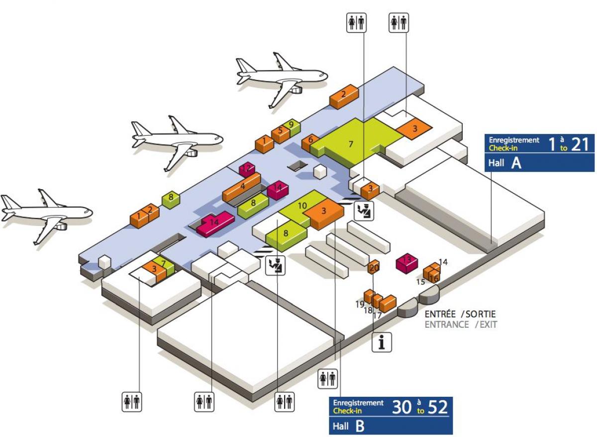 نقشہ کے CDG ہوائی اڈے کے ٹرمینل 3