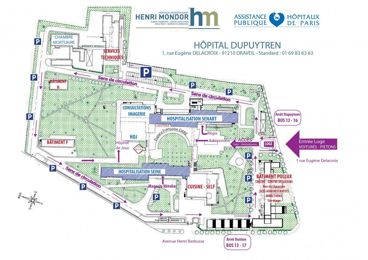 نقشہ کے Joffre-Dupuytren ہسپتال