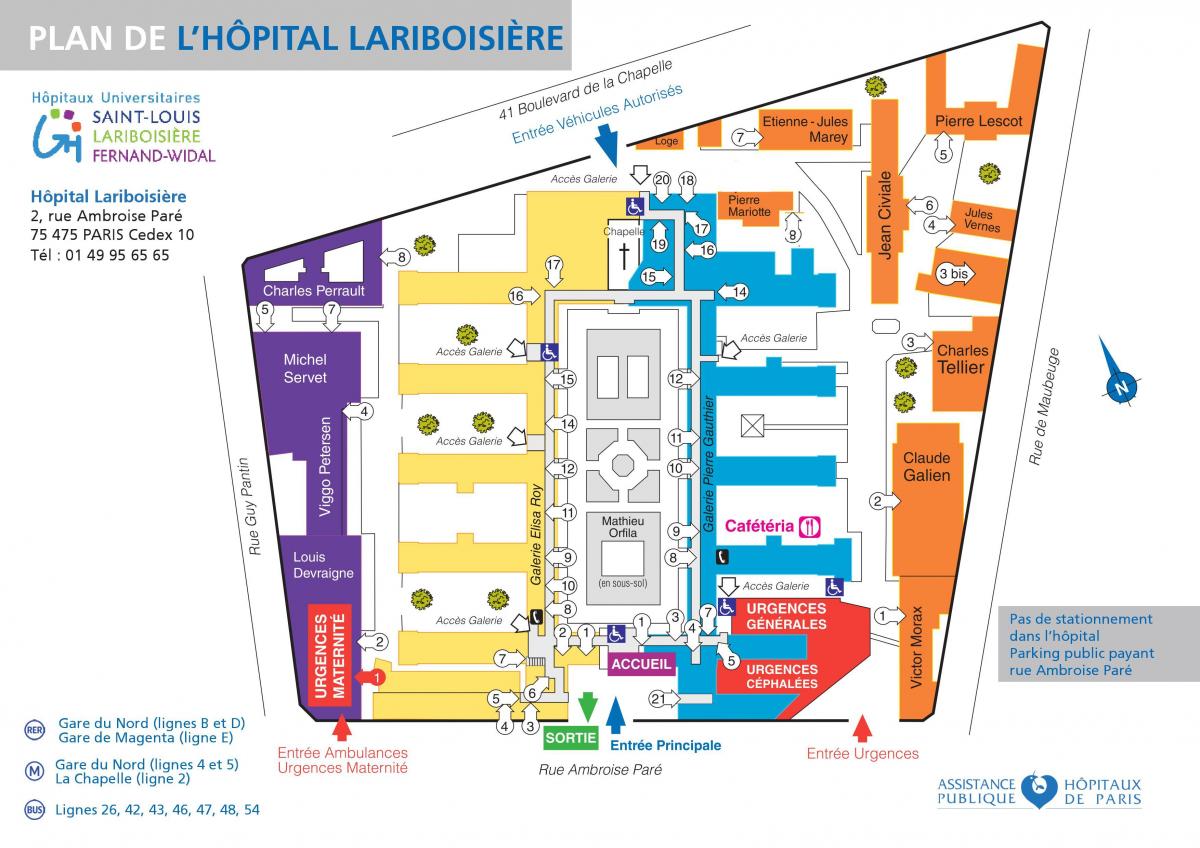 نقشہ کے Lariboisiere ہسپتال