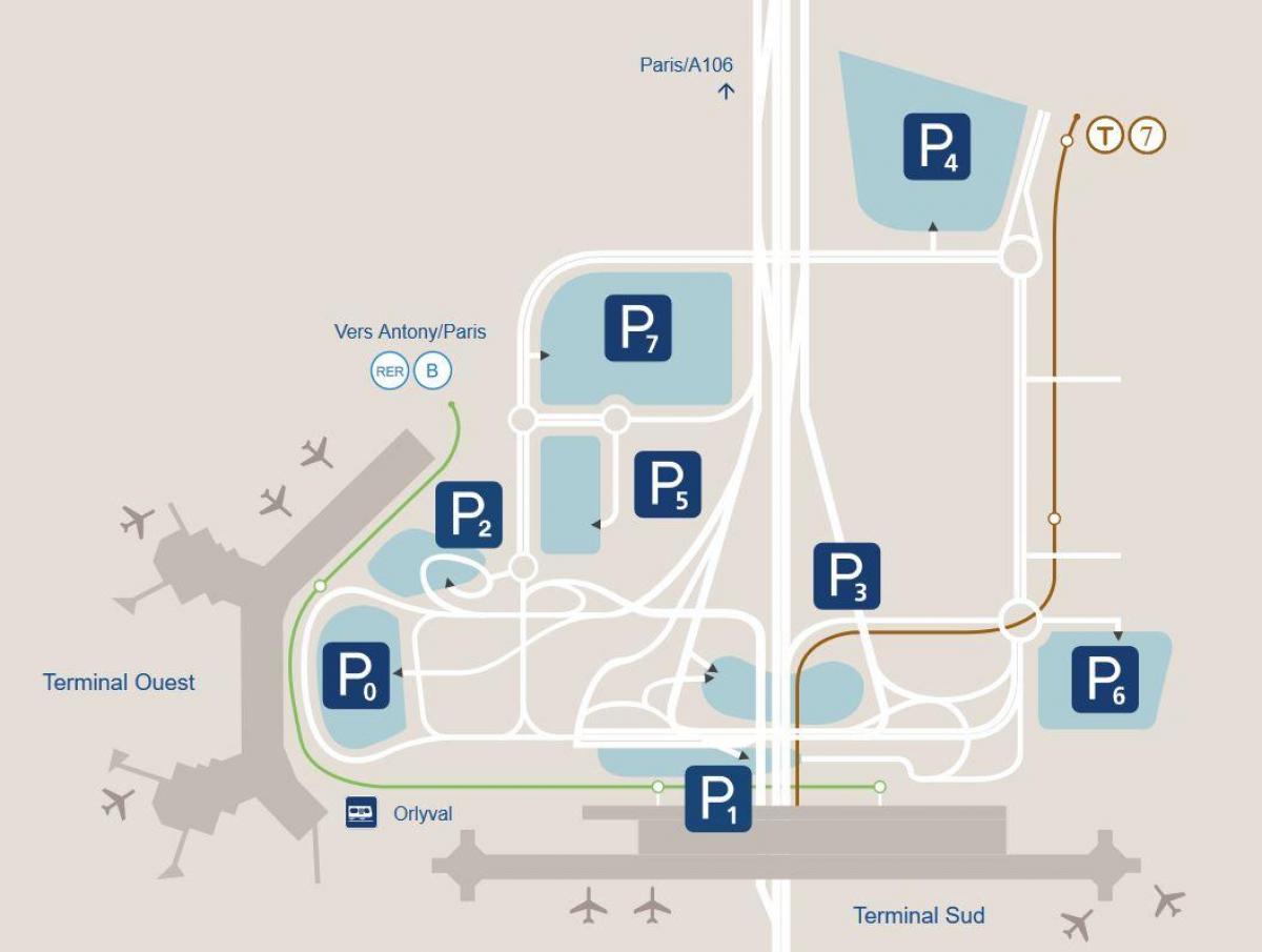 نقشہ کے Orly ہوائی اڈے پارکنگ
