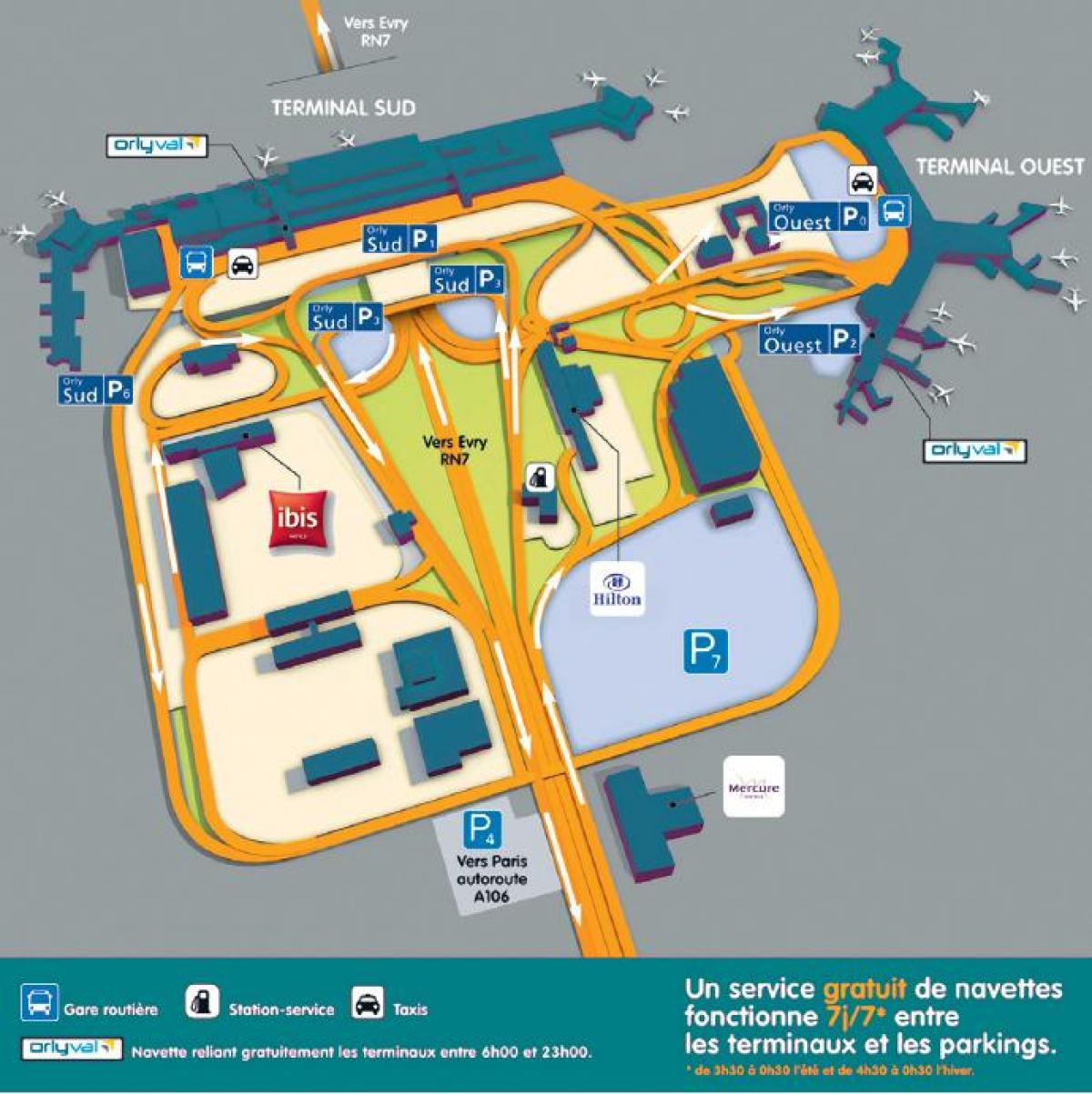 نقشہ کے Orly ہوائی اڈے