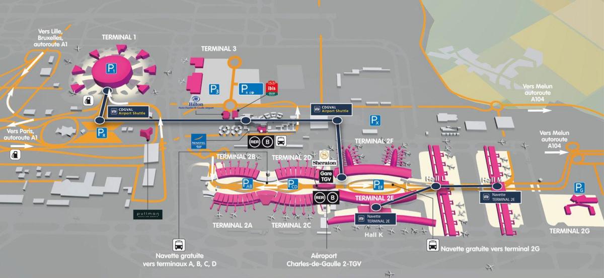 نقشہ کے Roissy ہوائی اڈے