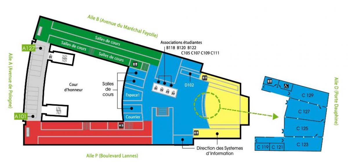 نقشہ کے Univesity Dauphine منزل 1