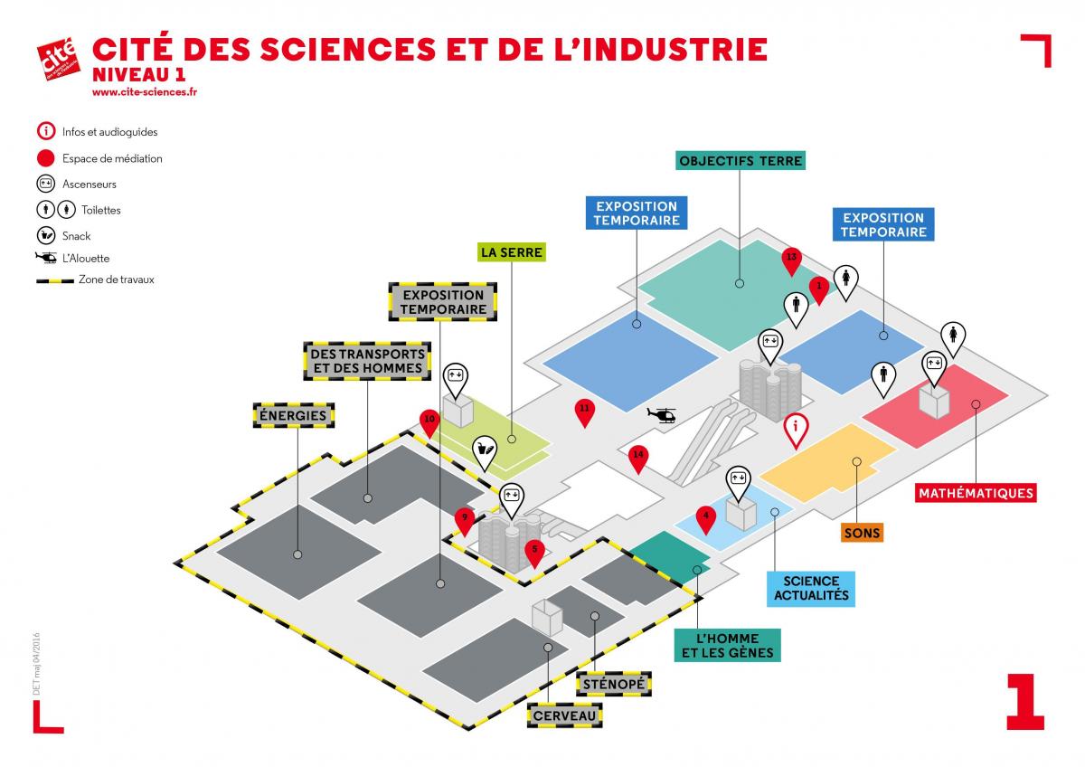 نقشہ کے Cité ڈیس Sciences et de l'Industrie سطح 1