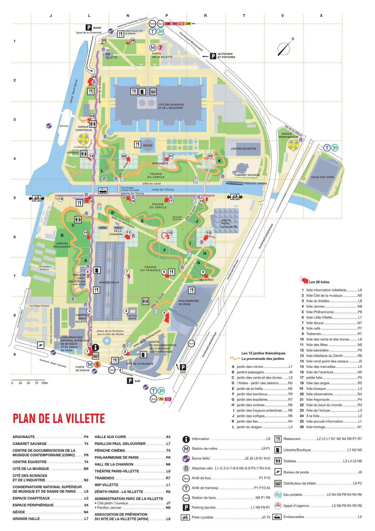 نقشہ کے پارک ڈی لا Villette