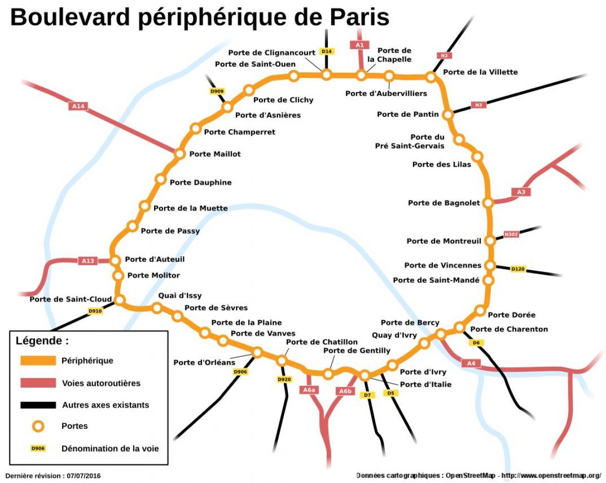 نقشہ کے بلیوارڈ Périphérique