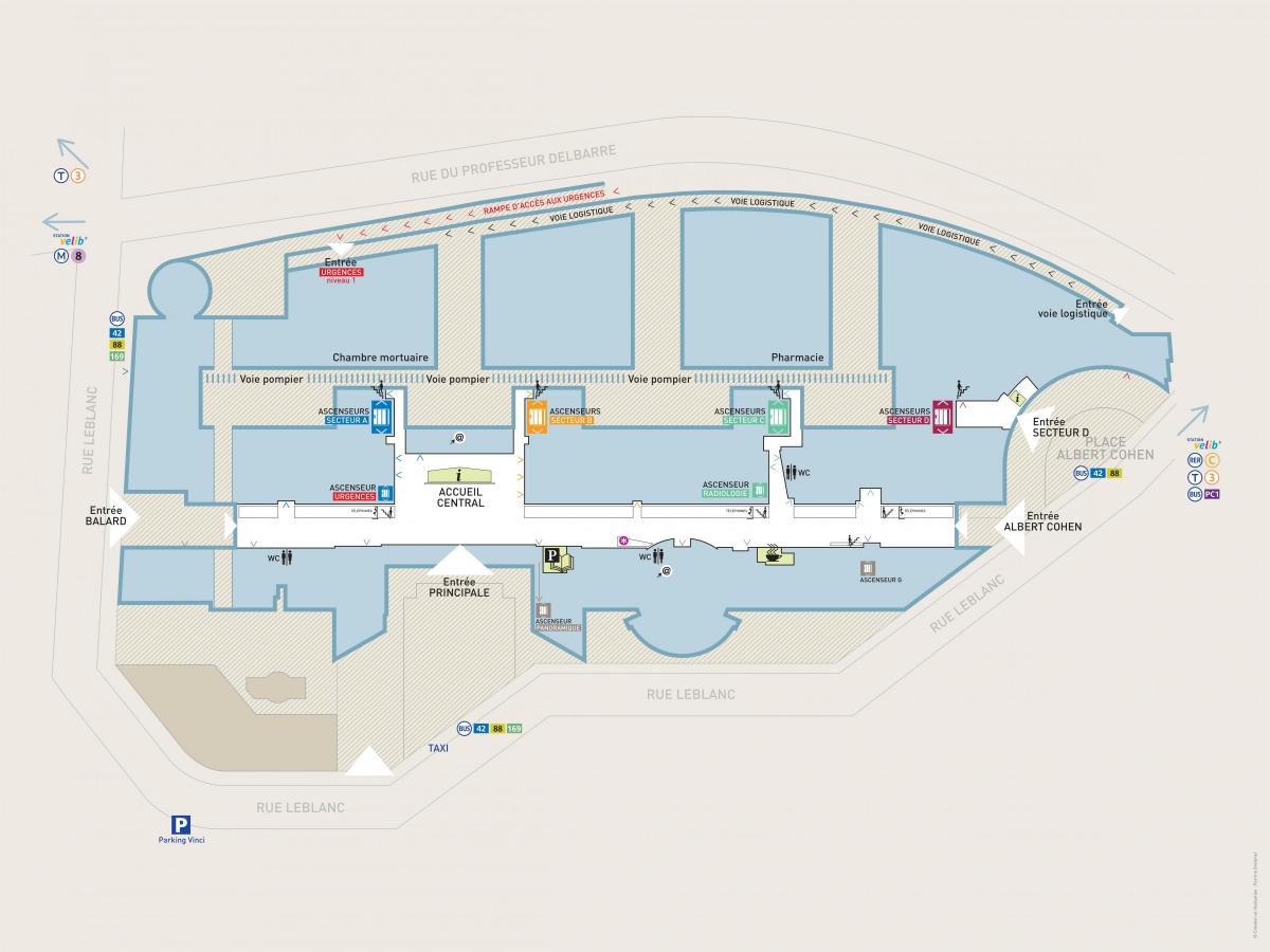 نقشہ کے جارجز-Pompidou ہسپتال