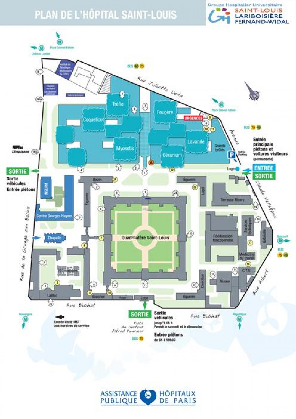 نقشہ سینٹ لوئس کے ہسپتال