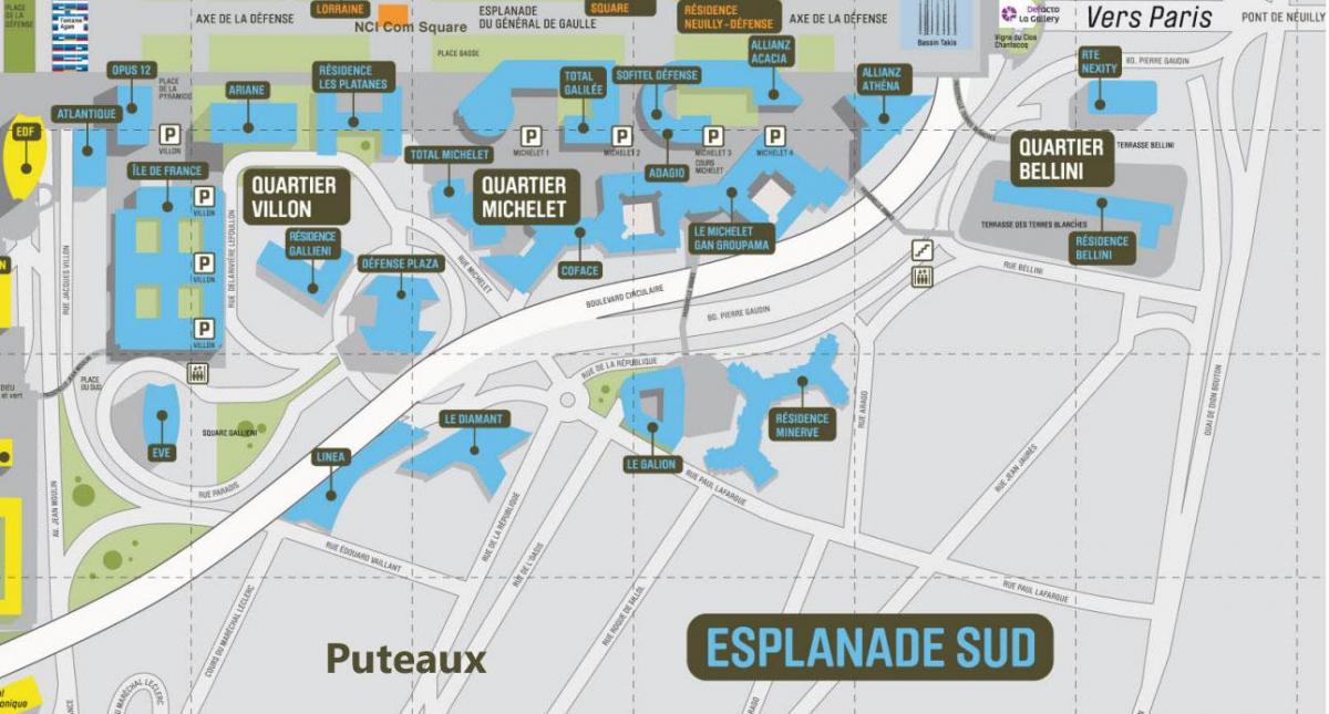 نقشہ کے لا Défense جنوبی Esplanade