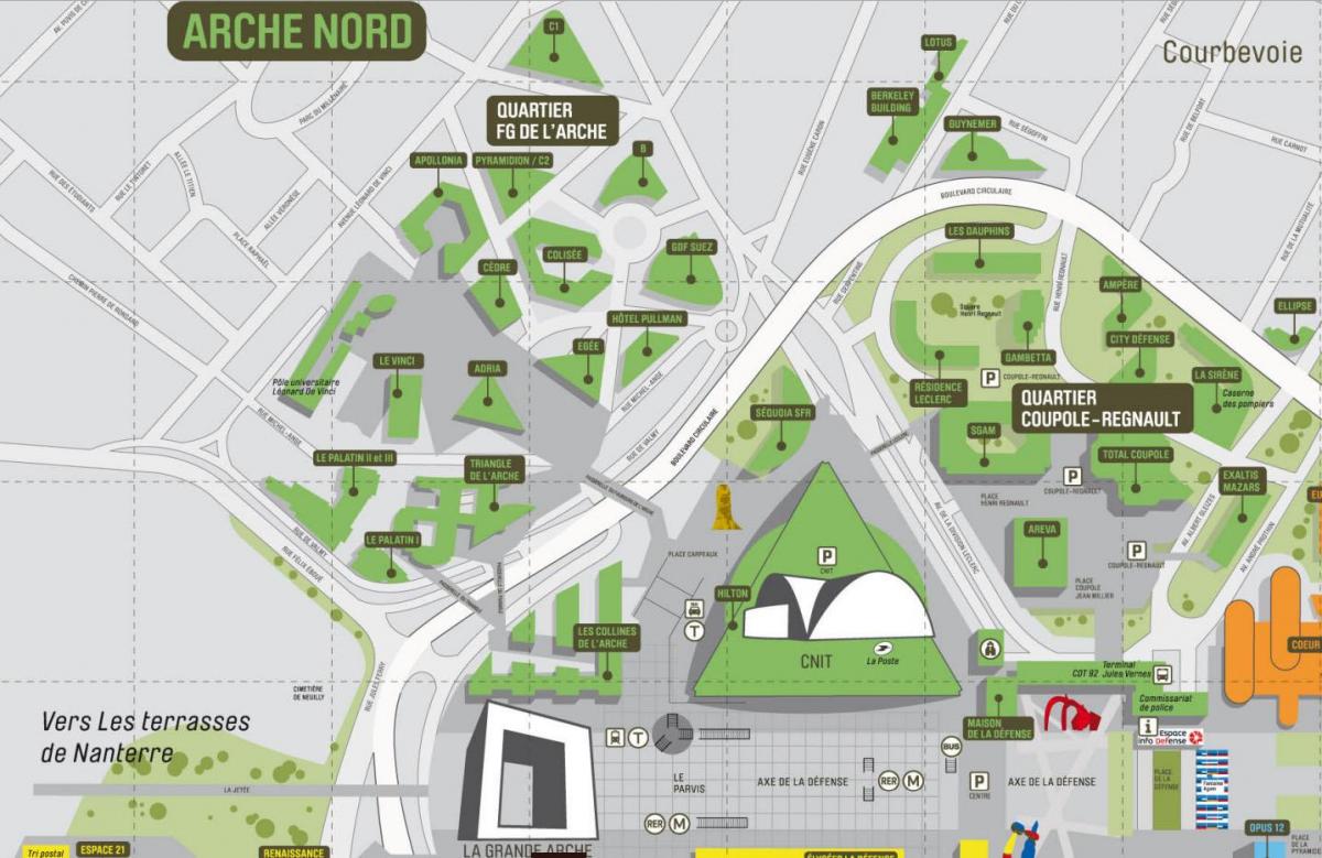 نقشہ کے لا Défense شمالی Arche