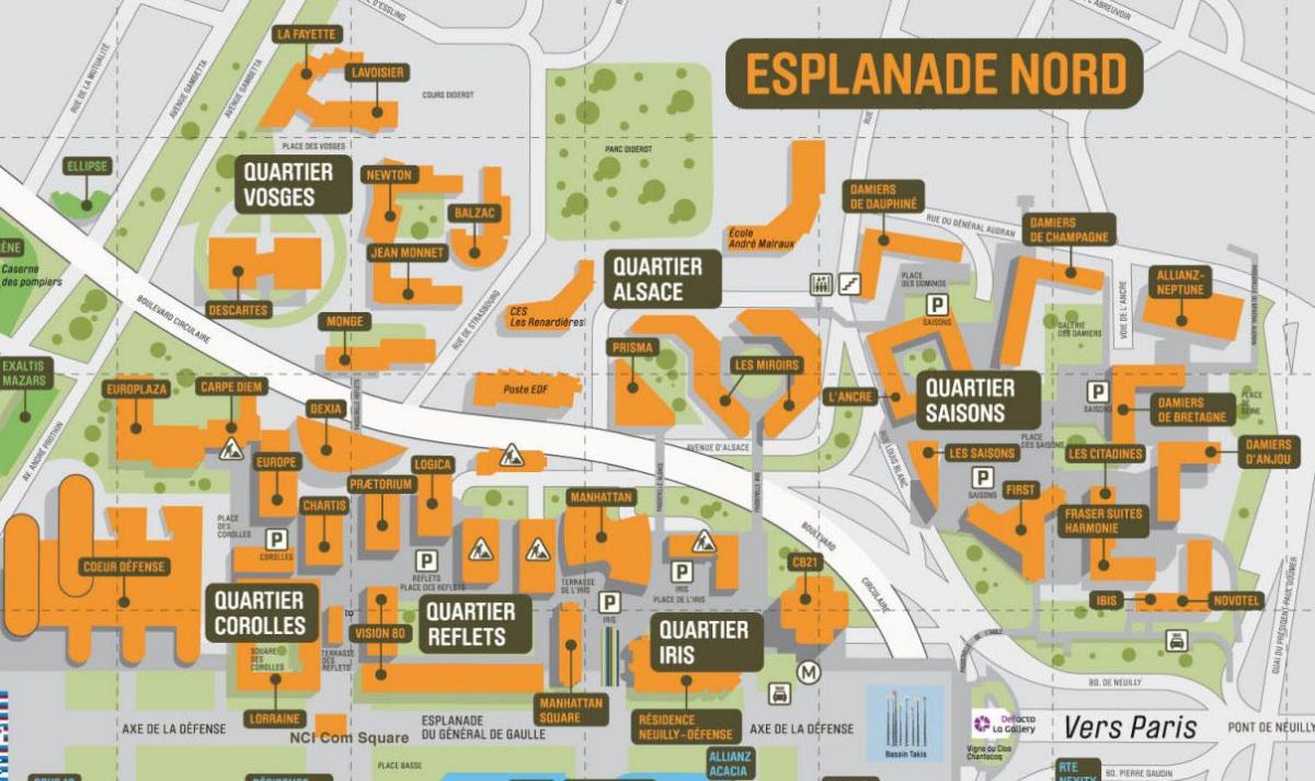 نقشہ کے لا Défense شمالی Esplanade