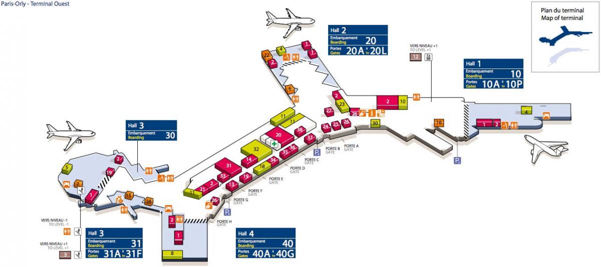 نقشہ کے مغرب Orly ہوائی اڈے