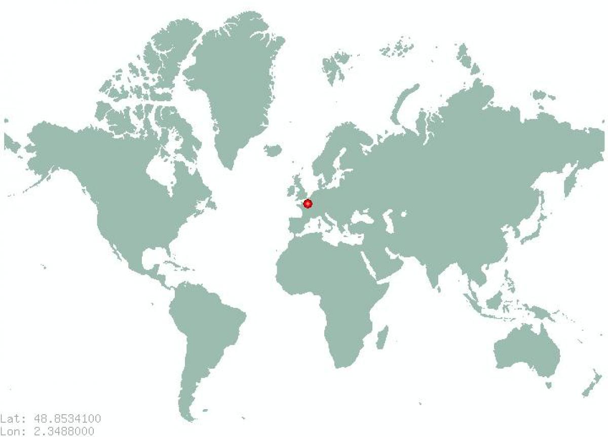 نقشہ کے پیرس دنیا کے نقشے پر