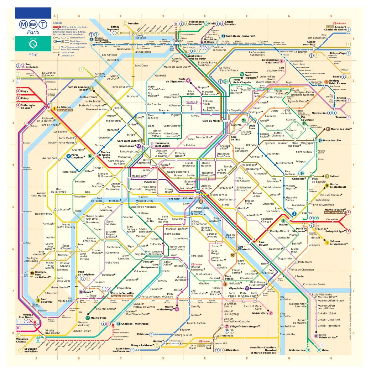 نقشہ پیرس کے میٹرو