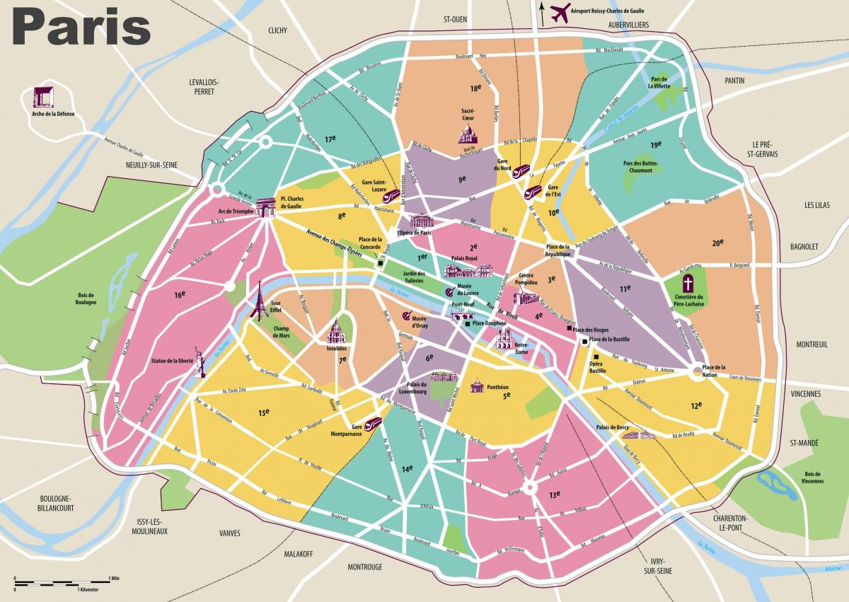 نقشہ پیرس کے پرکشش مقامات