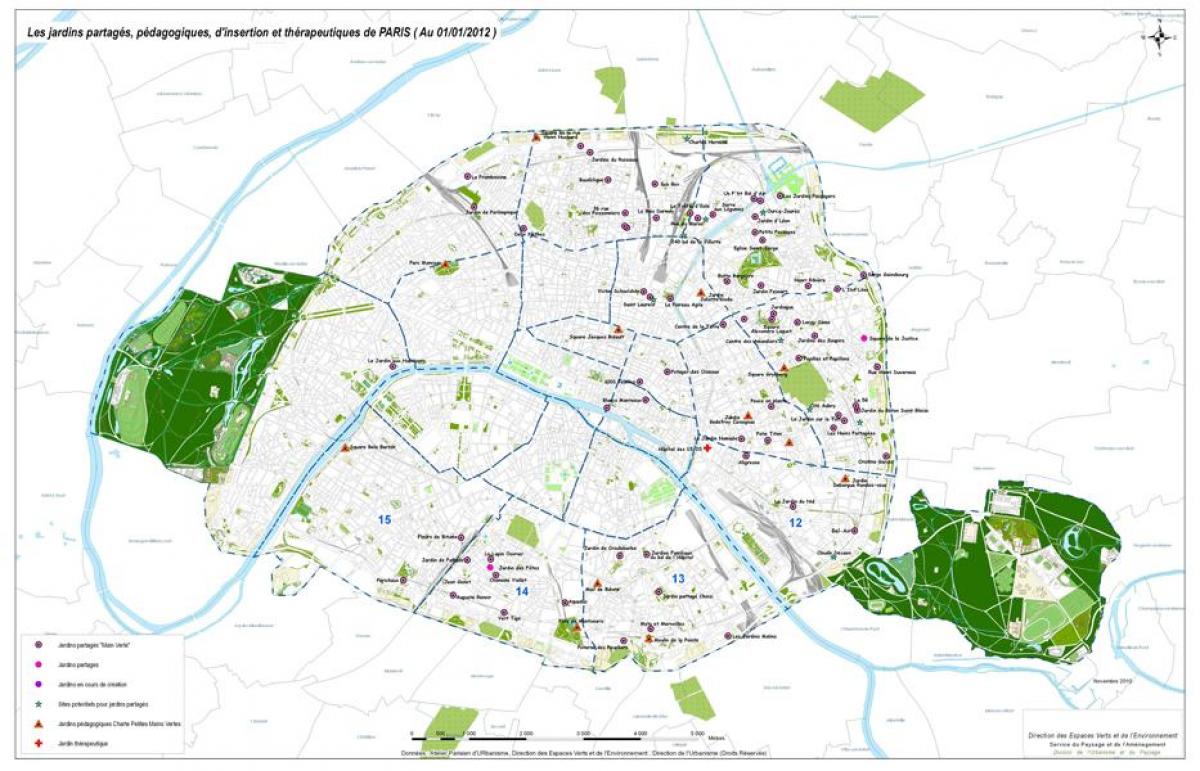 نقشہ کے پیرس کے باغات