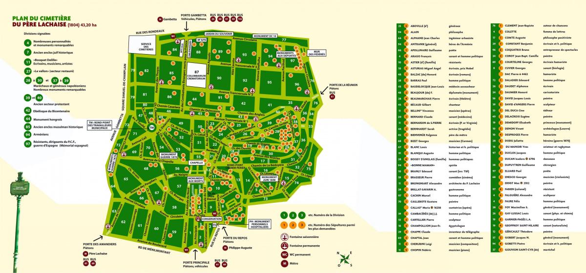 نقشہ کی پیری-Lachaise قبرستان