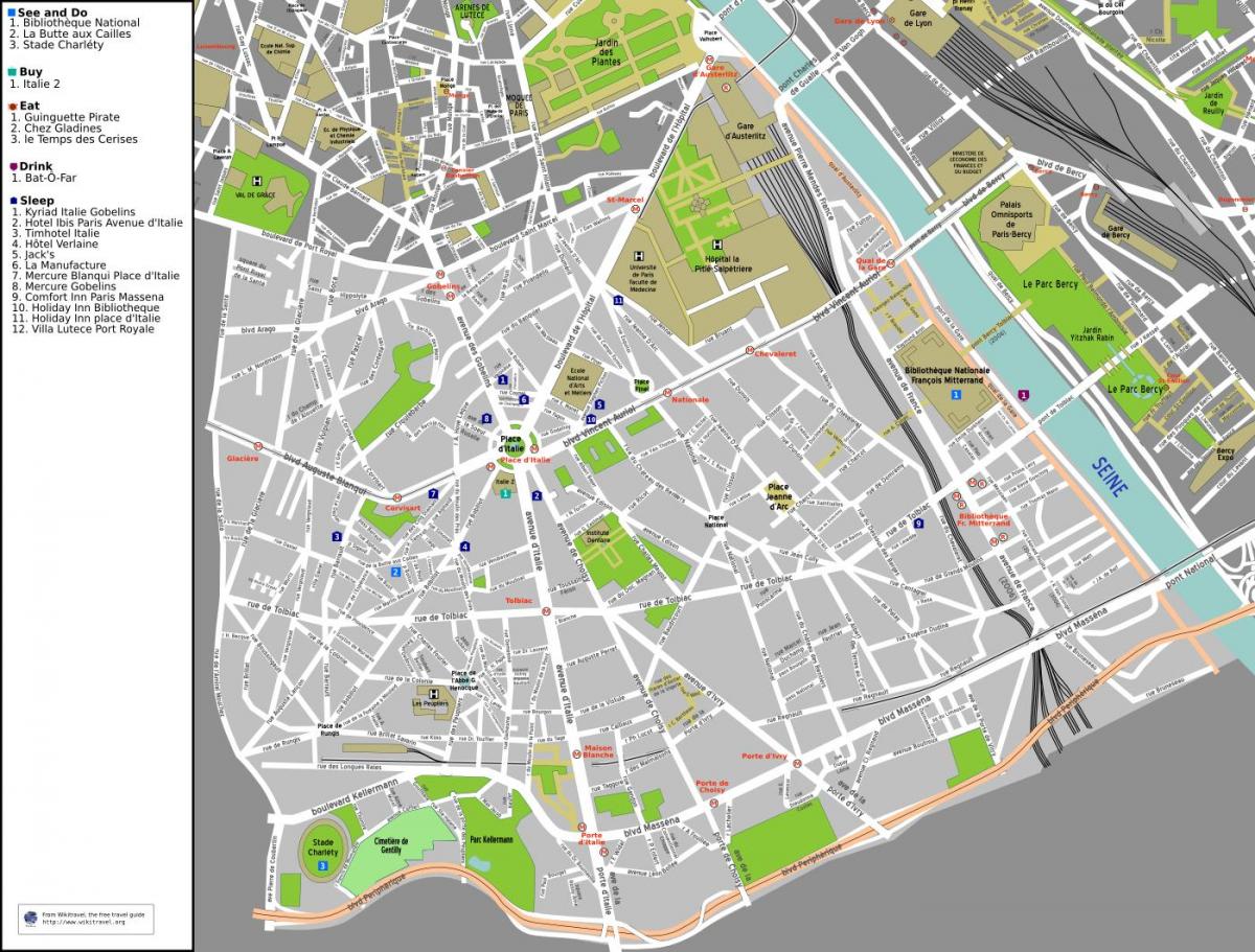 نقشہ کے 13th arrondissement پیرس کے