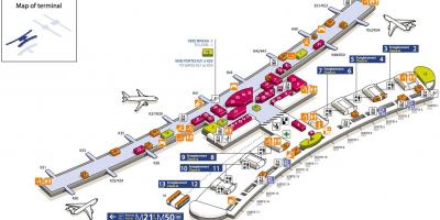 نقشہ کے CDG ہوائی اڈے کے ٹرمینل 2E