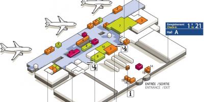 نقشہ کے CDG ہوائی اڈے کے ٹرمینل 3