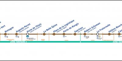 نقشہ پیرس کے ٹراموے نقل و حمل T7