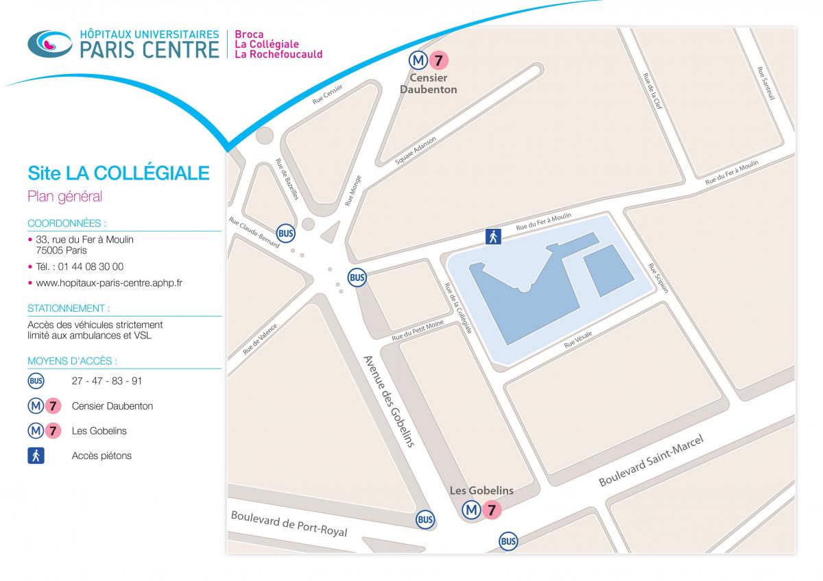 نقشہ کے لا Collégiale ہسپتال