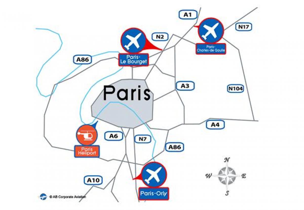 نقشہ پیرس کے ہوائی اڈے